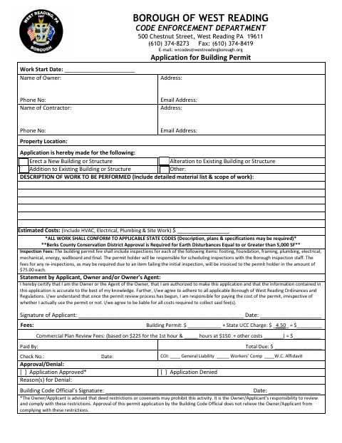 First page of the Application for Building Permit