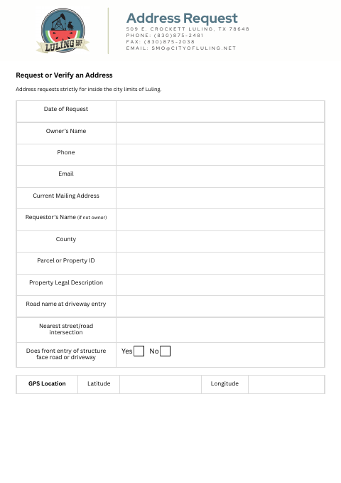 First page of the Request or Verify an Address