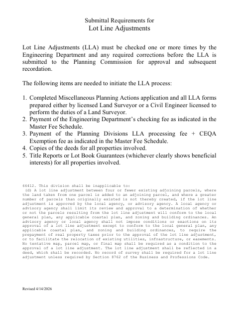 First page of the Lot Line Adjustment