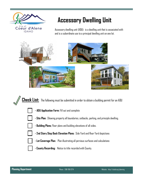 First page of the Accessory Dwelling Unit Application
