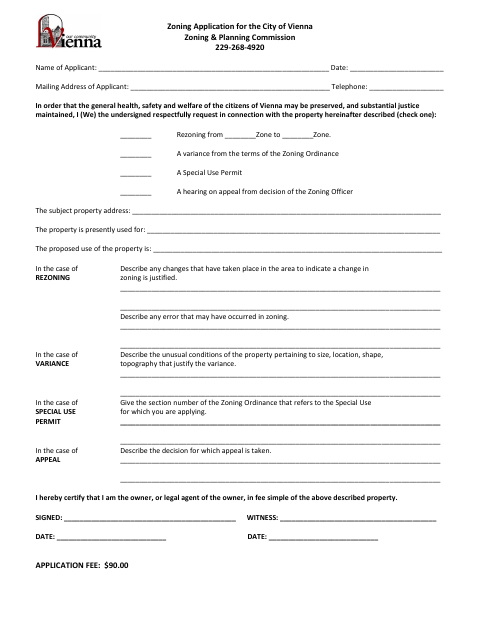 First page of the Zoning Application