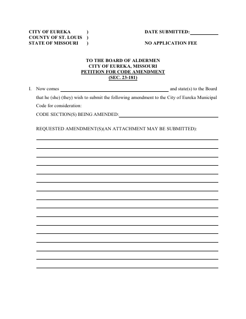 First page of the Code Amendment Petition
