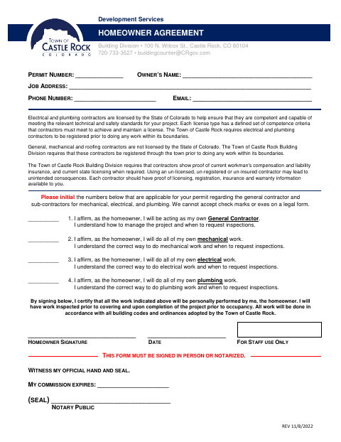 First page of the Homeowner Affidavit