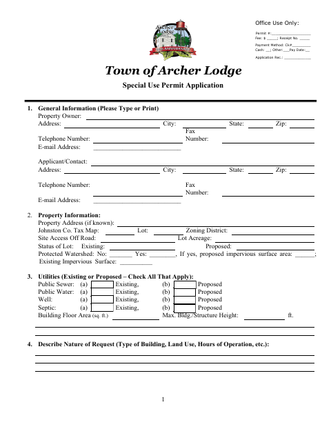 First page of the Special Use Permit Application