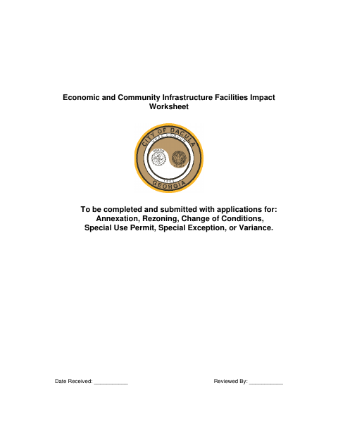 First page of the Economic and Community Infrastructure Facilities Impact Worksheet