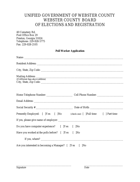 First page of the Poll Worker Application
