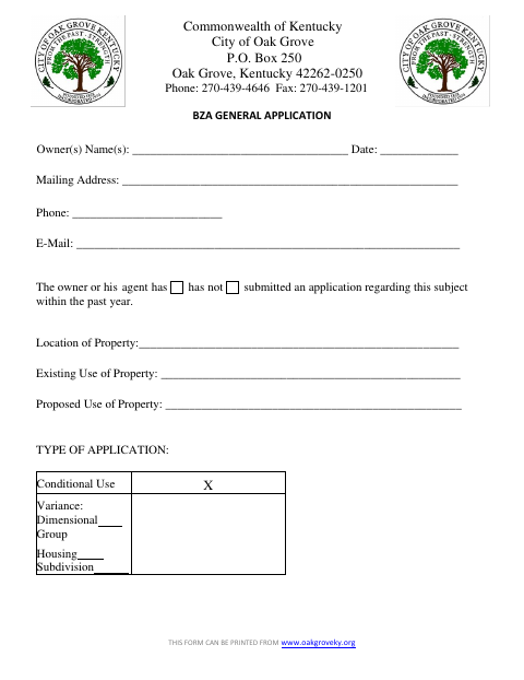 First page of the BZA General Application