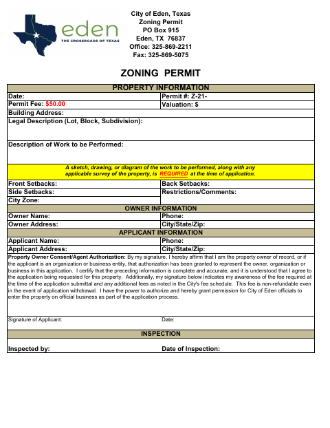 First page of the Zoning Permit