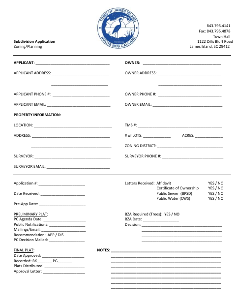 First page of the Exempt Subdivision Complete Package