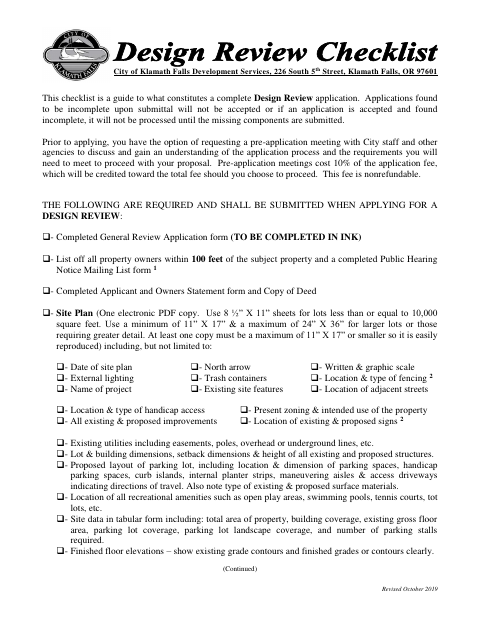 First page of the Design Review Application