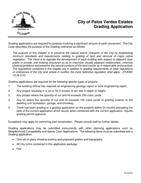First page of the Grading Application
