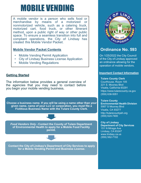 First page of the Mobile Vending Application