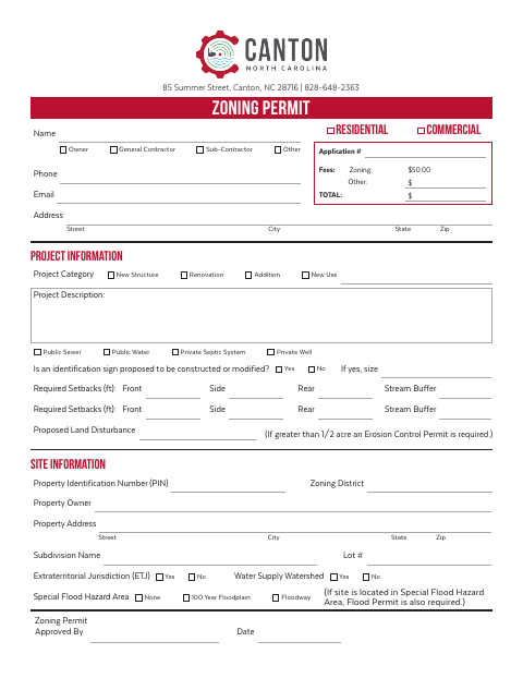 First page of the Zoning Permit
