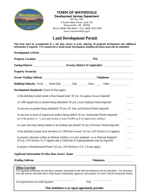 First page of the Land Development Permit