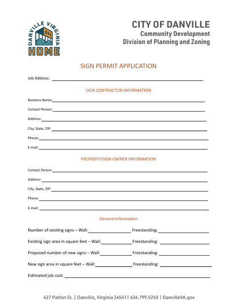 First page of the Sign Permit Application