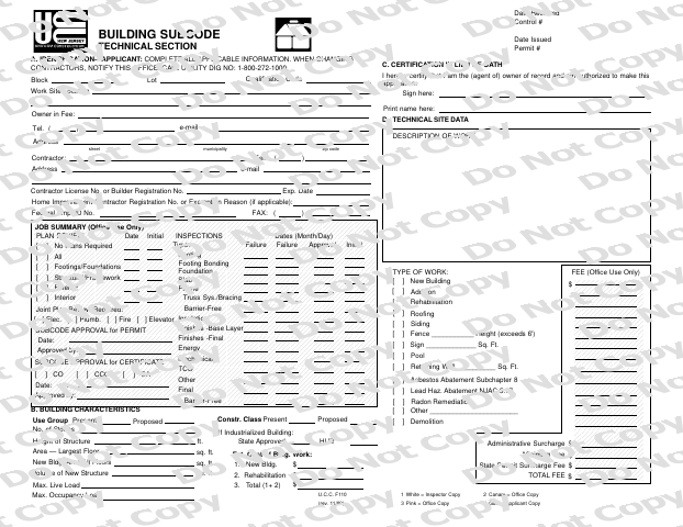 First page of the Building Subcode Technical Section
