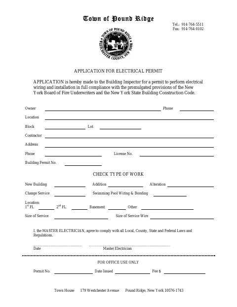 First page of the Application for Electrical Permit
