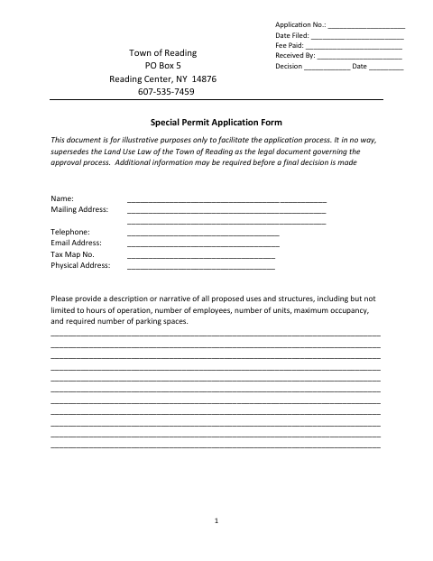First page of the Special Permit Application