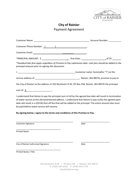 First page of the Payment Agreement
