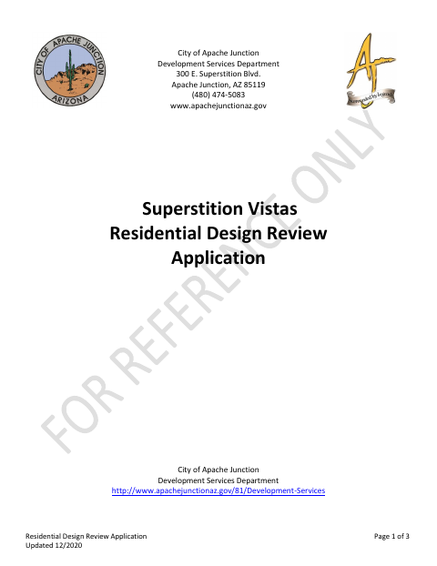 First page of the Residential Design Review Application