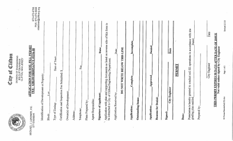 First page of the Soil Fill Permit Application