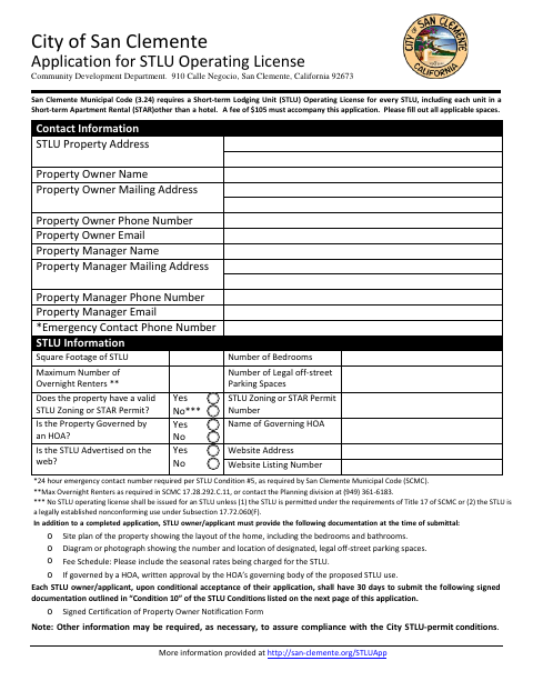 First page of the STLU Operating License Application