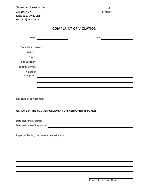 First page of the Complaint of Violation