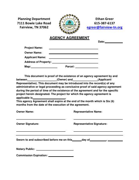 First page of the Agency Agreement for Rezoning
