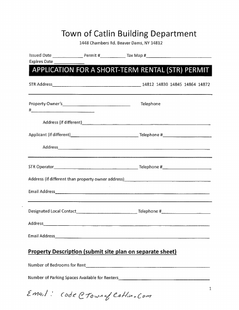 First page of the Short-Term Rental Permit Application