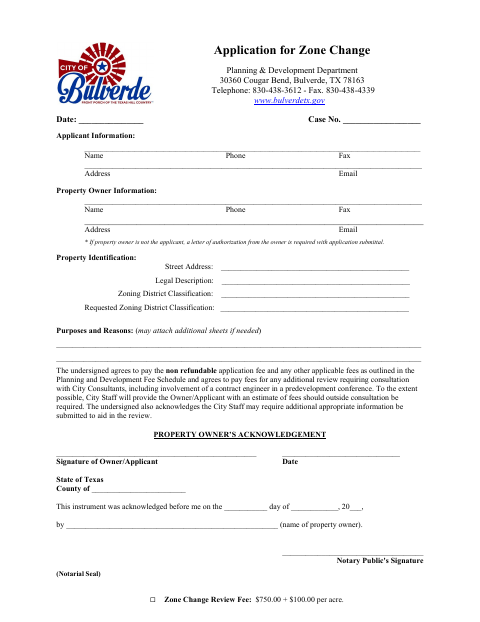 First page of the Zone Change Application