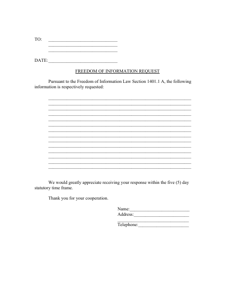 First page of the Freedom of Information Request