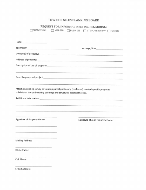 First page of the Application for Subdivision
