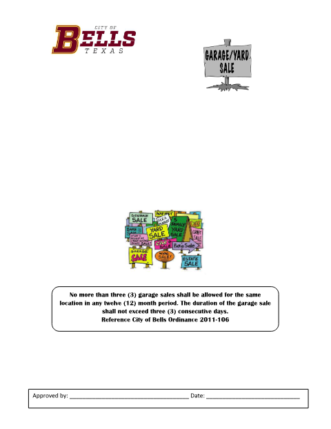 First page of the Garage Sale Permit Application