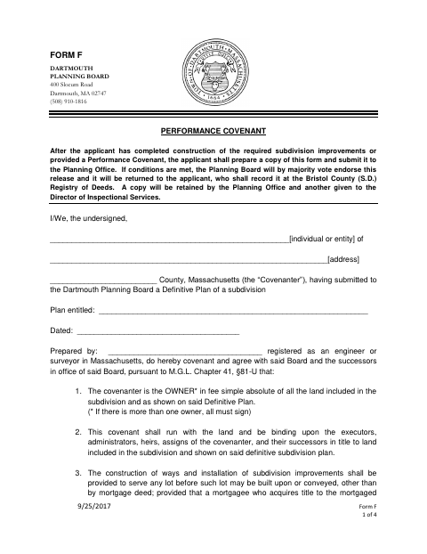 First page of the Performance Covenant