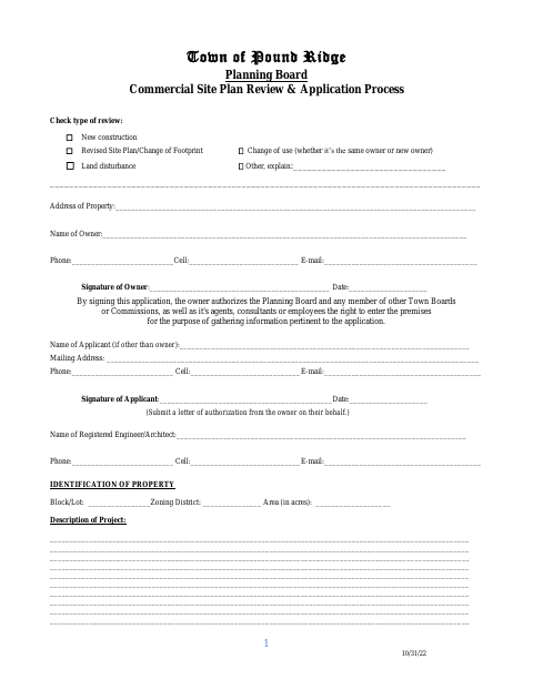 First page of the Commercial Site Plan Review & Application Process