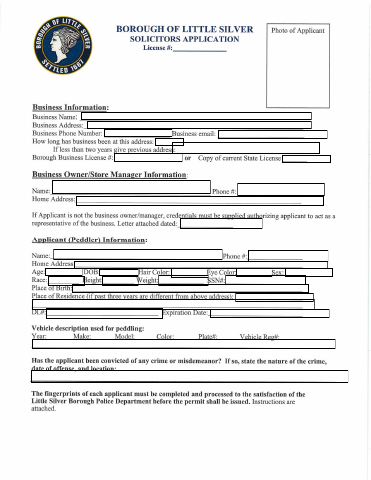 First page of the Solicitors Permit Application