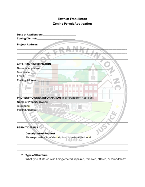First page of the Zoning Permit Application