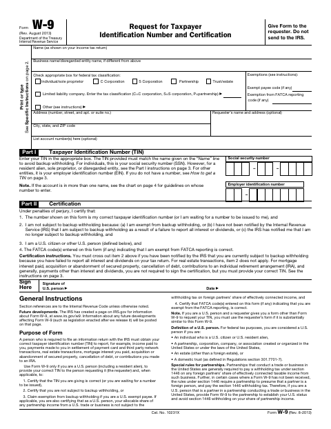 First page of the Form W-9