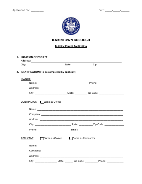 First page of the Building Permit Application
