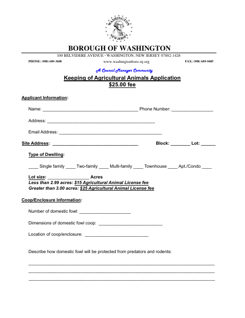 First page of the Keeping Of Agricultural Animals Application