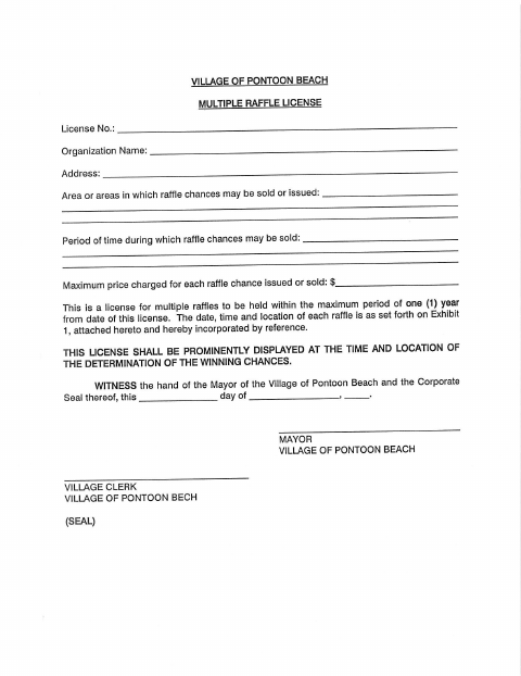 First page of the Multiple Raffle License