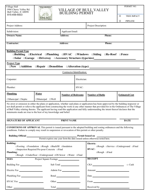 First page of the Building Permit Application