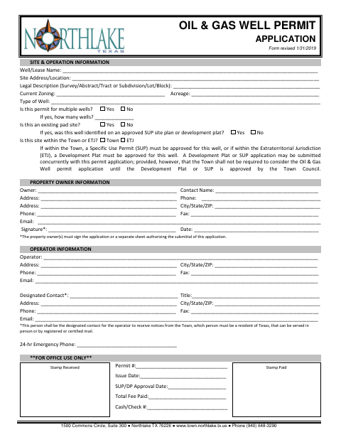 First page of the Oil & Gas Well Permit Application