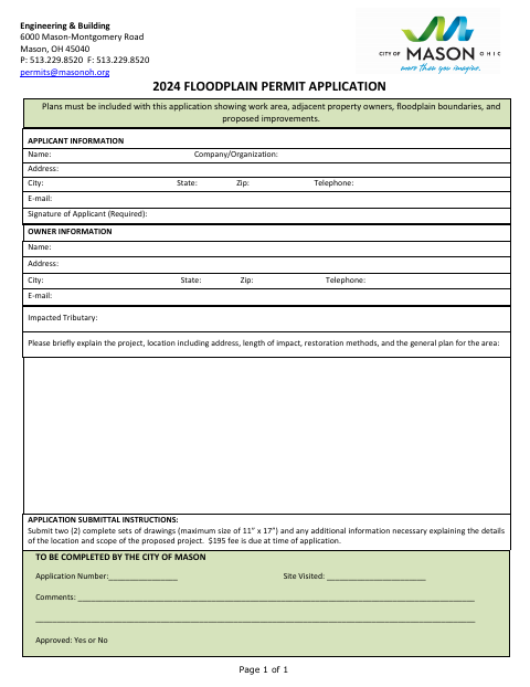First page of the Floodplain Development Application