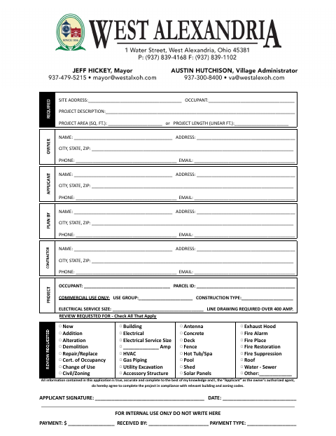 First page of the Building Application
