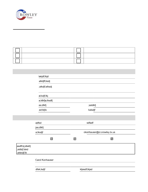 First page of the Plat Application