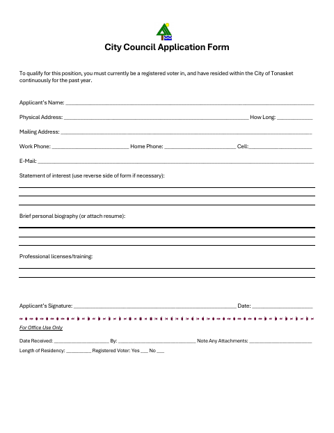 First page of the Council Application Form