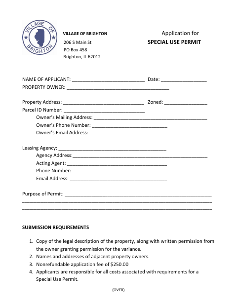 First page of the Special Use Permit Application