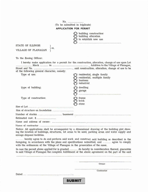 First page of the Application for Permit
