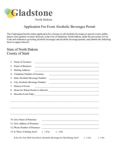 First page of the Application for Event Alcoholic Beverages Permit